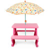 Stolik ogrodowy dla dziewczynki z parasolem przeciwsłonecznym zestaw