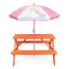 Drewniany stolik ogrodowy dla dzieci z parasolem Unicorn Jednorożec impregnowany
