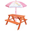 Drewniany stolik ogrodowy dla dzieci z parasolem Unicorn Jednorożec impregnowany