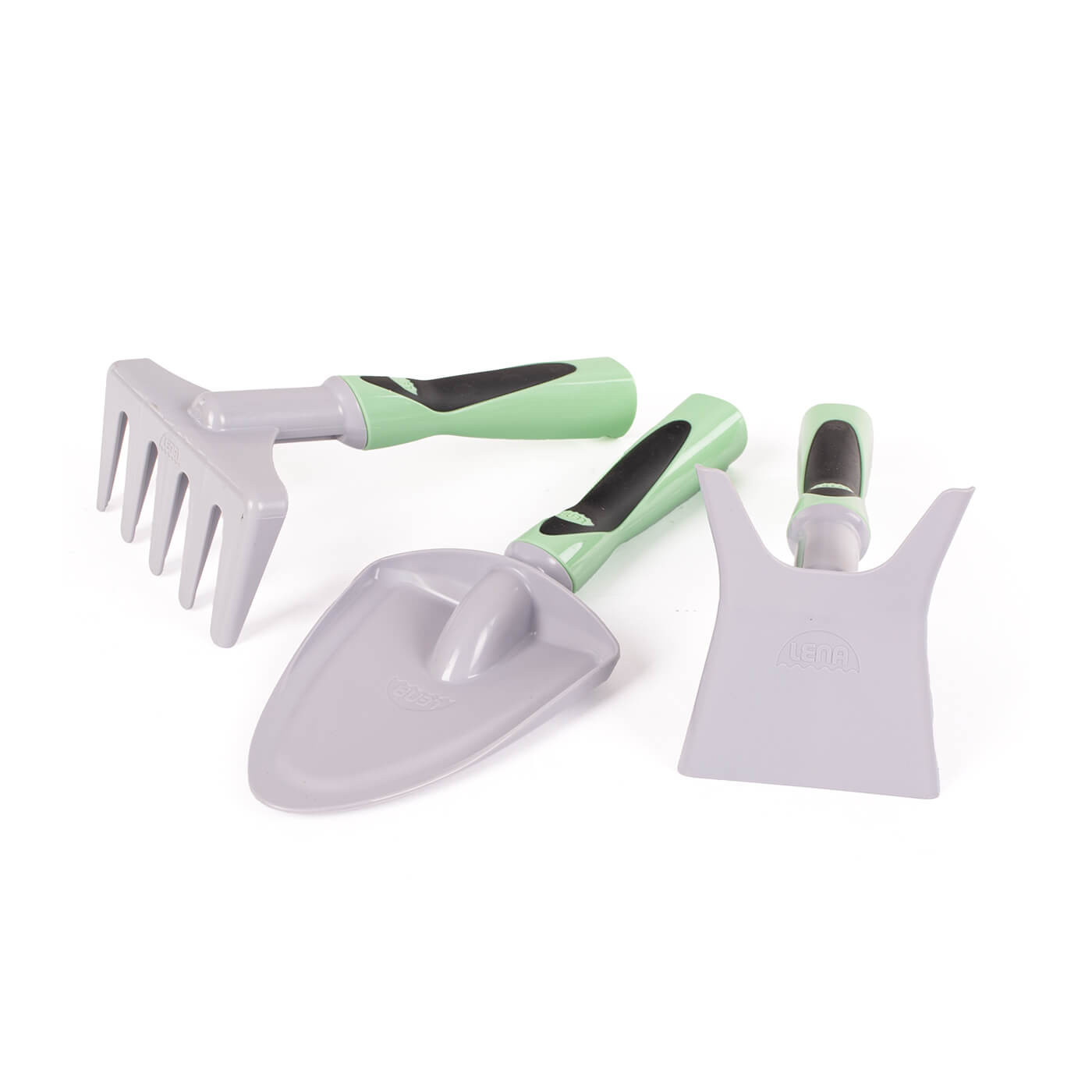 Lena zestaw narzędzi do piasku 3el. narzędzia ogrodnicze do zabawy łopatka, grabki, motyka