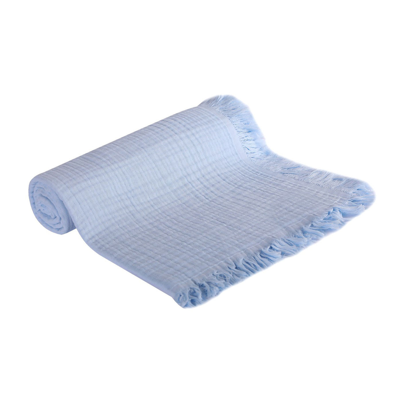 Kocyk muślinowy niemowlęcy, okrycie dla dziecka 105x125 cm niebieskie