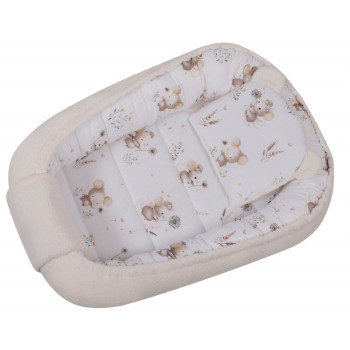 Kokon niemowlęcy Boucle, gniazdko z poduszką 75x50 cm Beżowy myszki