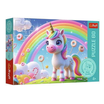 Trefl Puzzle 60 el. |Jednorożec Cukierkowy świat , puzzle z motywem koników