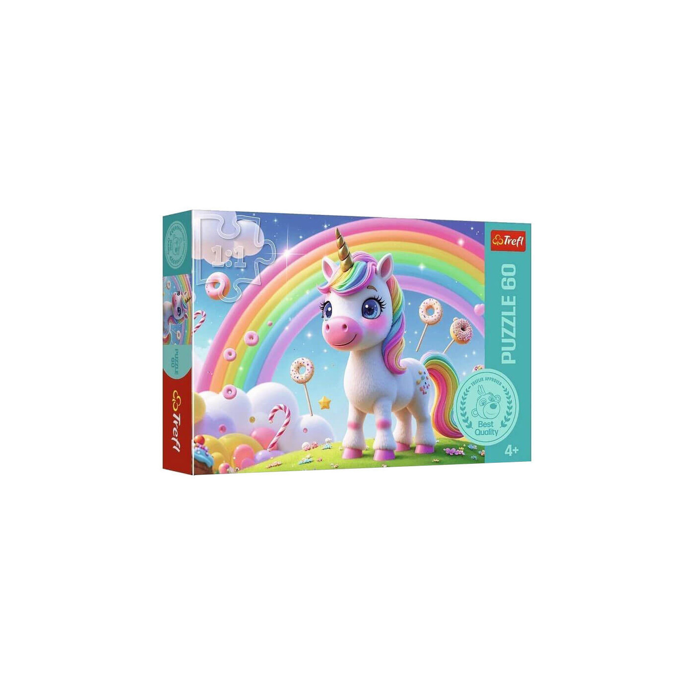 Trefl Puzzle 60 el. |Jednorożec Cukierkowy świat , puzzle z motywem koników
