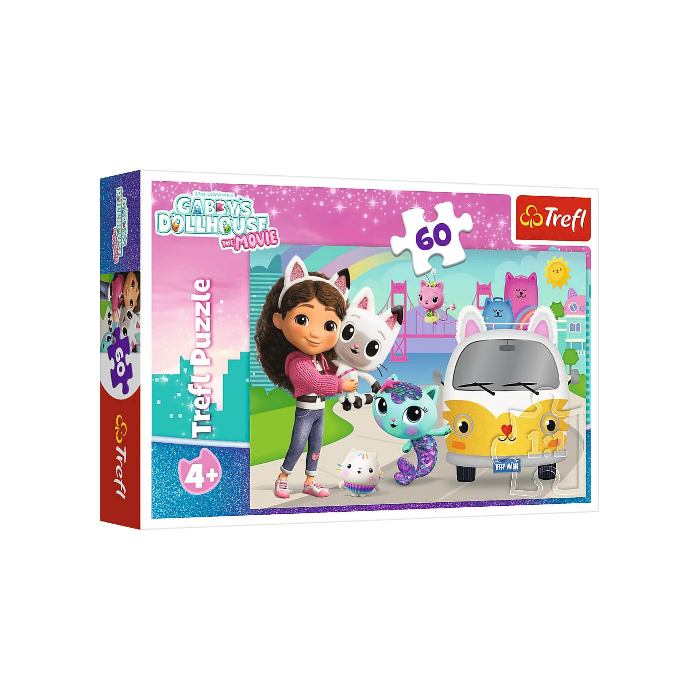 Trefl Puzzle 60 el. | Gabby i kocie przygody , puzzle z motywem bajki Koci domek Gabby