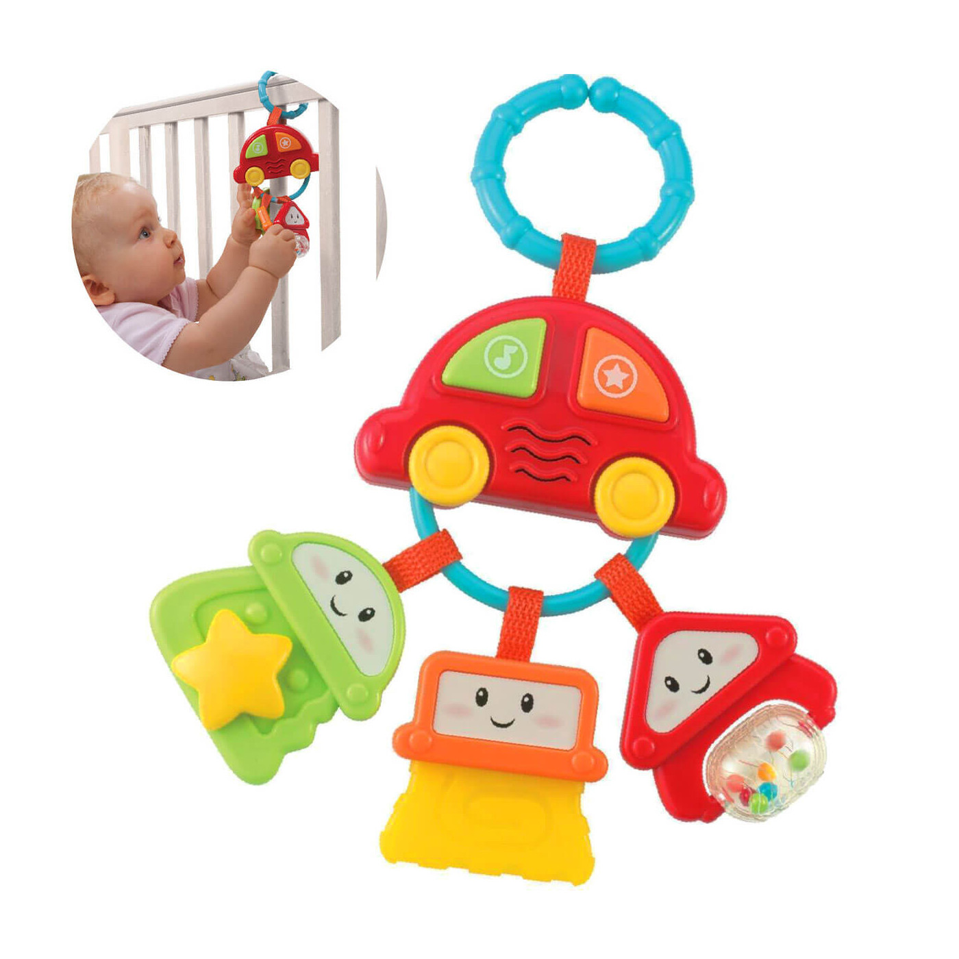 Auto z kluczykami - interaktywna zabawka dla niemowląt Grzechotka-Gryzak z Dźwiękiem i Światłem +3m Anek