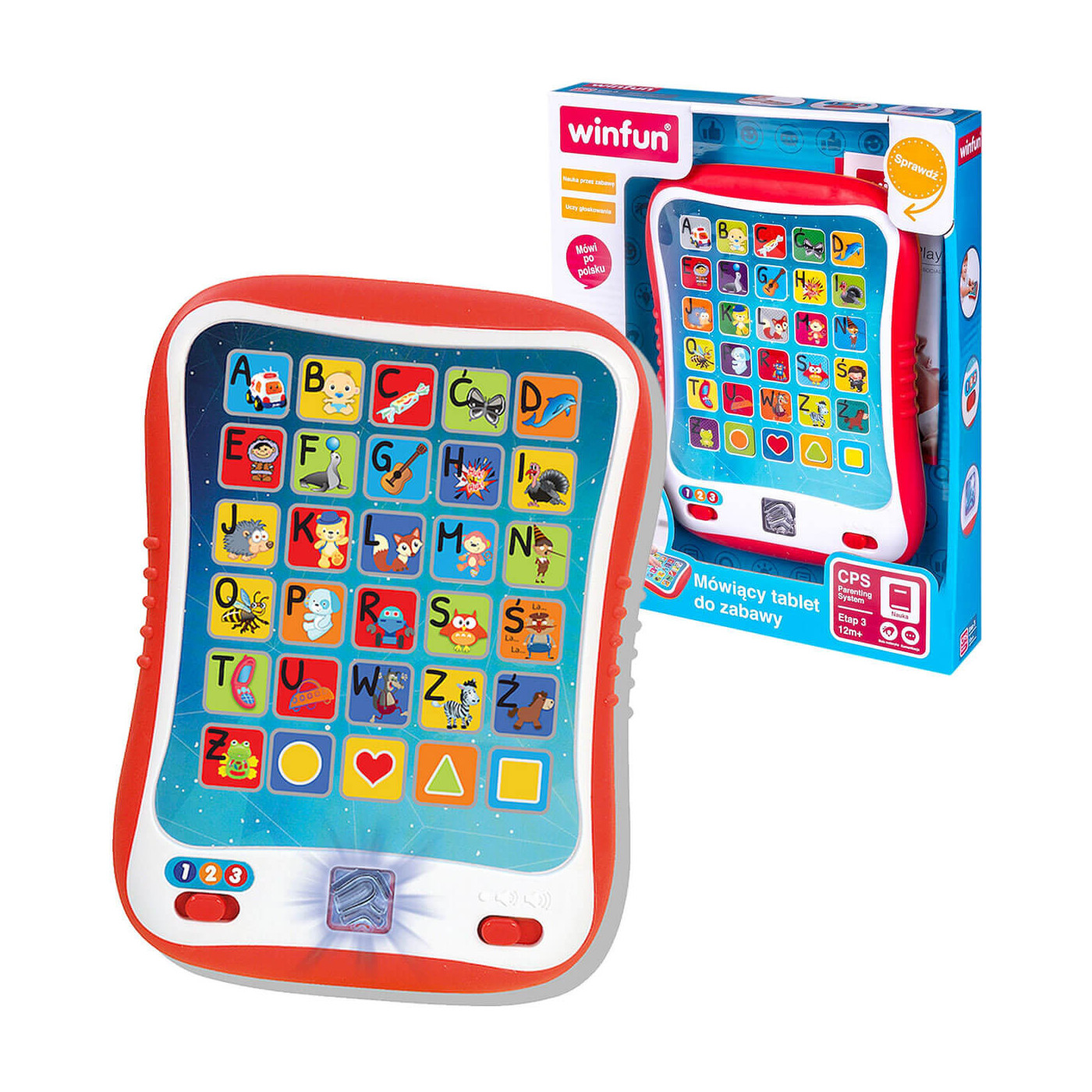 Bystry tablet Smily Play edukacyjny tablet dla dzieci 12m+ edukacyjna zabawka z grami, dźwiękami i światłem