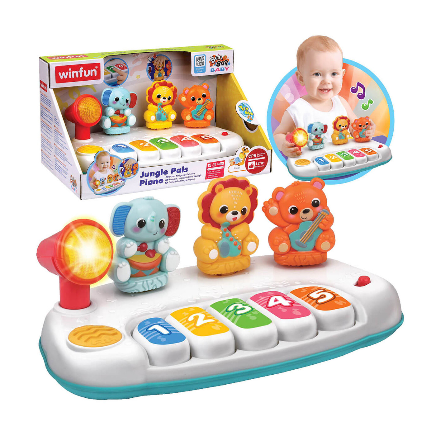 Pianinko z zwierzątkami Smily Play interaktywna zabawka muzyczna od roku