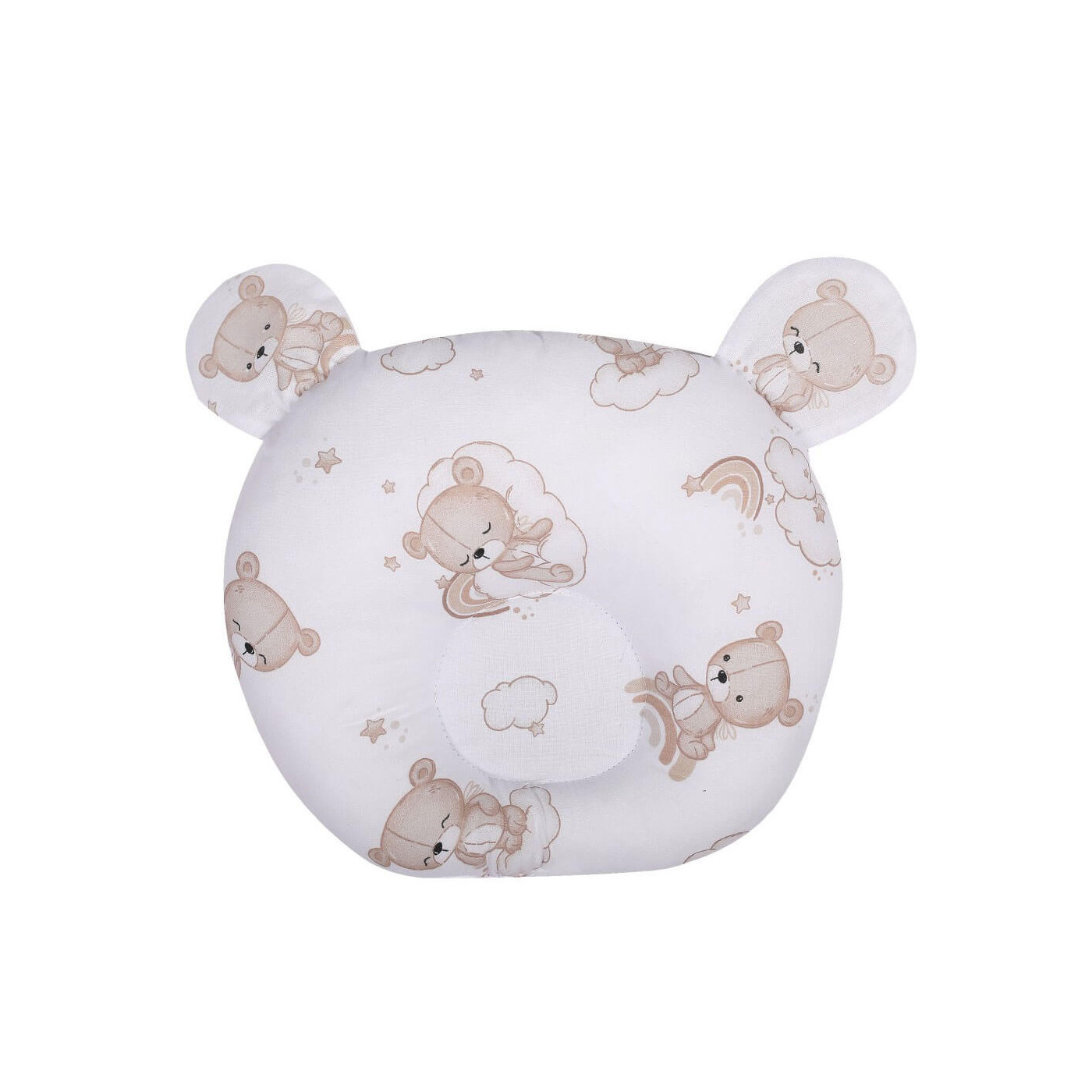 Poduszka niemowlęca do wózka ,łóżeczka korygująca główkę 0-6 m ergonomiczna | Beżowy Miś