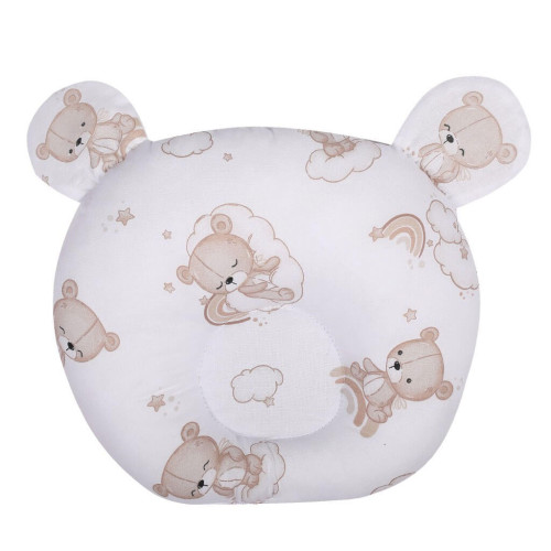 Poduszka niemowlęca do wózka ,łóżeczka korygująca główkę 0-6 m ergonomiczna | Beżowy Miś