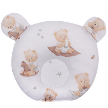 Poduszka niemowlęca do wózka ,łóżeczka korygująca główkę ergonomiczna | Miś na koniku