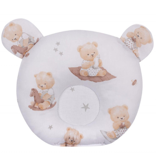 Poduszka niemowlęca do wózka ,łóżeczka korygująca główkę ergonomiczna | Miś na koniku