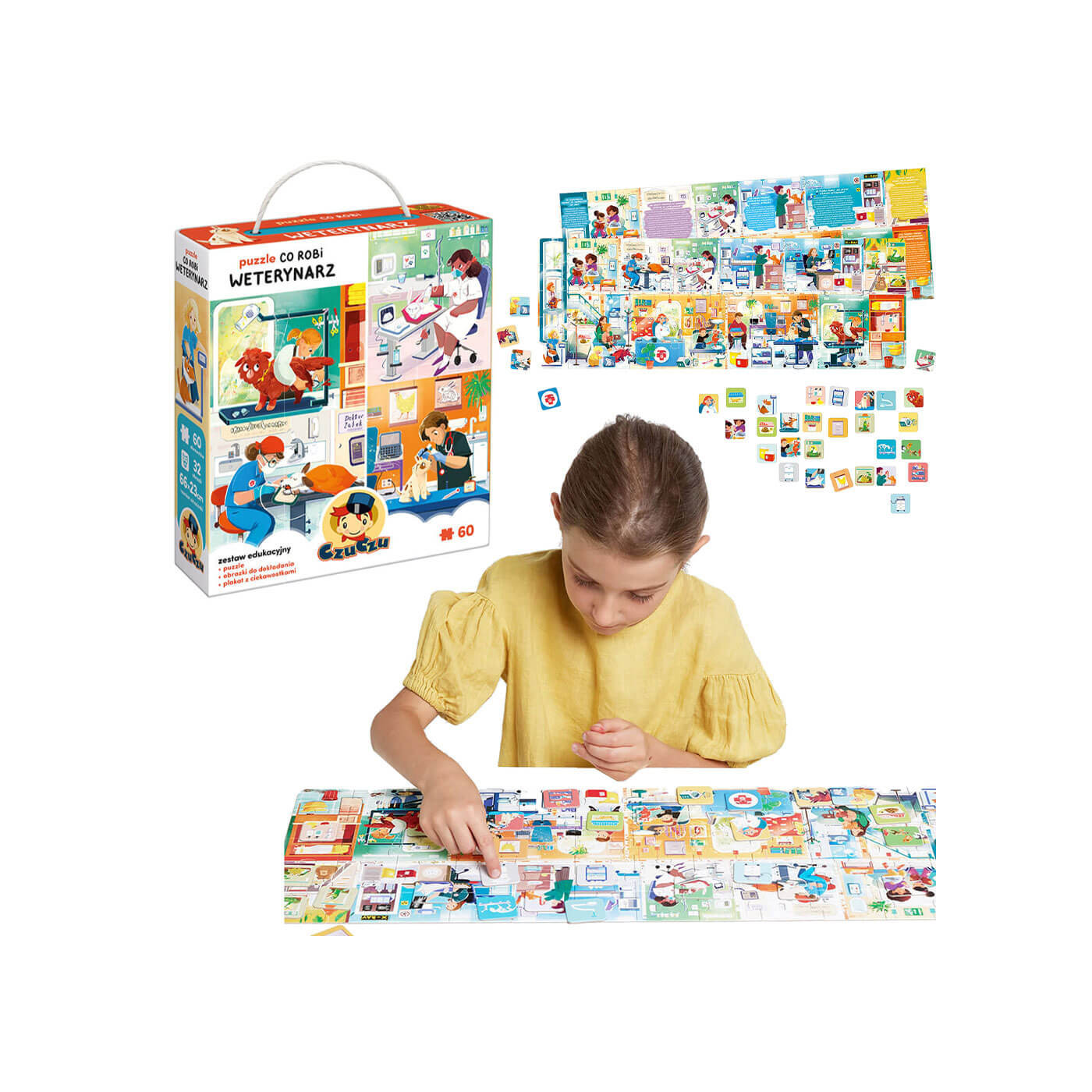 CzuCzu Puzzle edukacyjne Co robi weterynarz? 60 elementów dla dzieci 4+