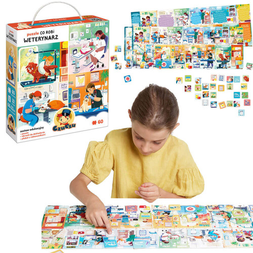 CzuCzu Puzzle edukacyjne Co robi weterynarz? 60 elementów dla dzieci 4+