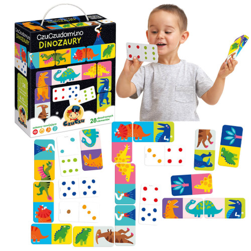 CzuCzu Domino dinozaury 28 el. -  gra edukacyjna dla dzieci od 2 lat