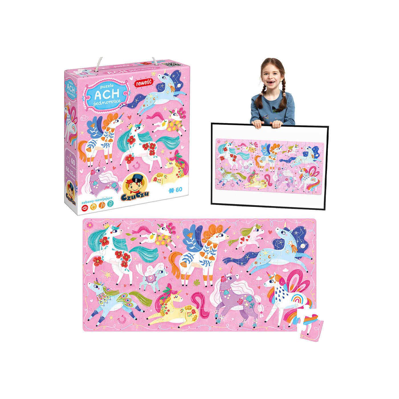 CzuCzu Puzzle Jednorożce  10 układanek / 60el. puzzle dla dziewczynki od 3 lat