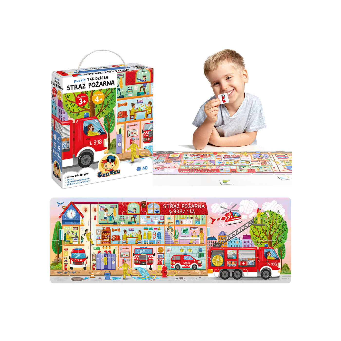 CzuCzu Puzzle Tak działa straż pożarna 40 elementów dla dzieci 3+ układanka