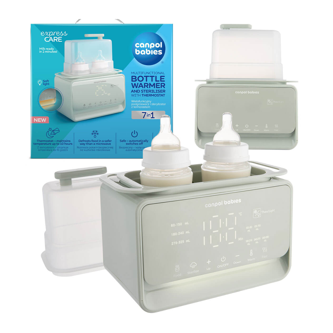 Podgrzewacz i sterylizator 7w1 do butelek z termostatem i lampką Canpol Babies