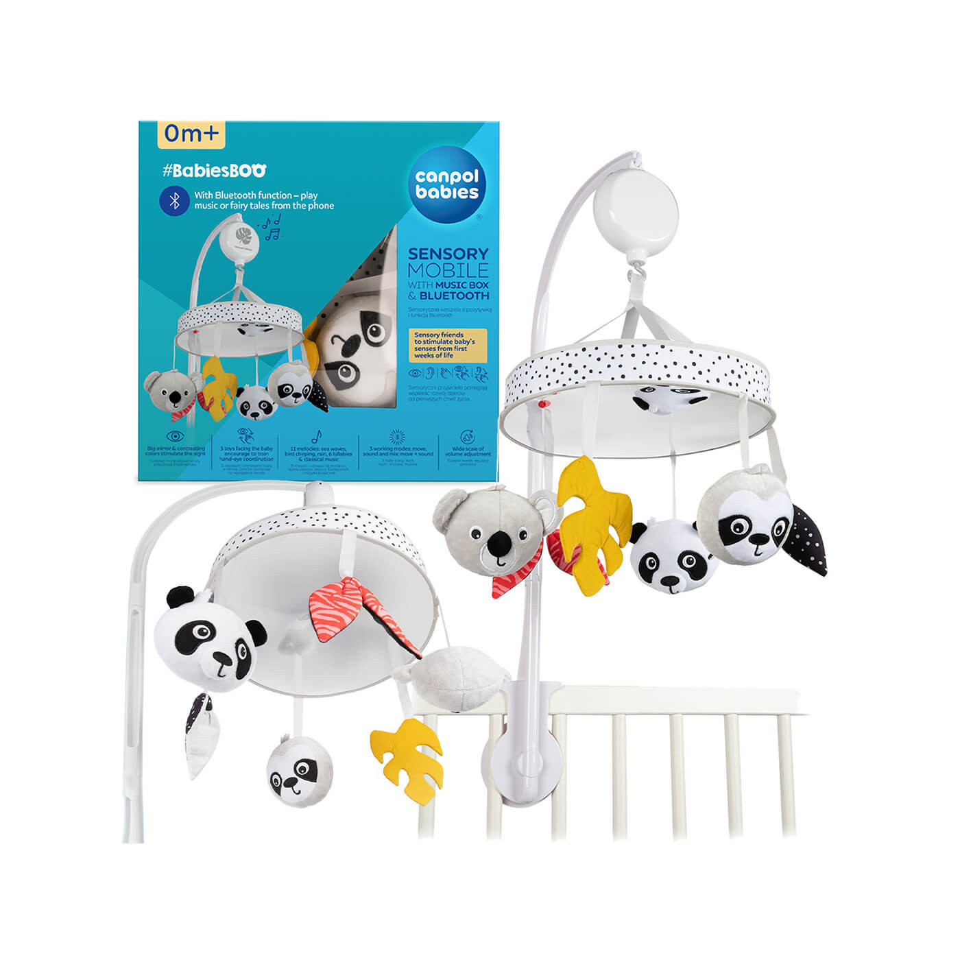 Canpol babies kontrastowa karuzela pluszowa z bluetooth z muzyką i szumem