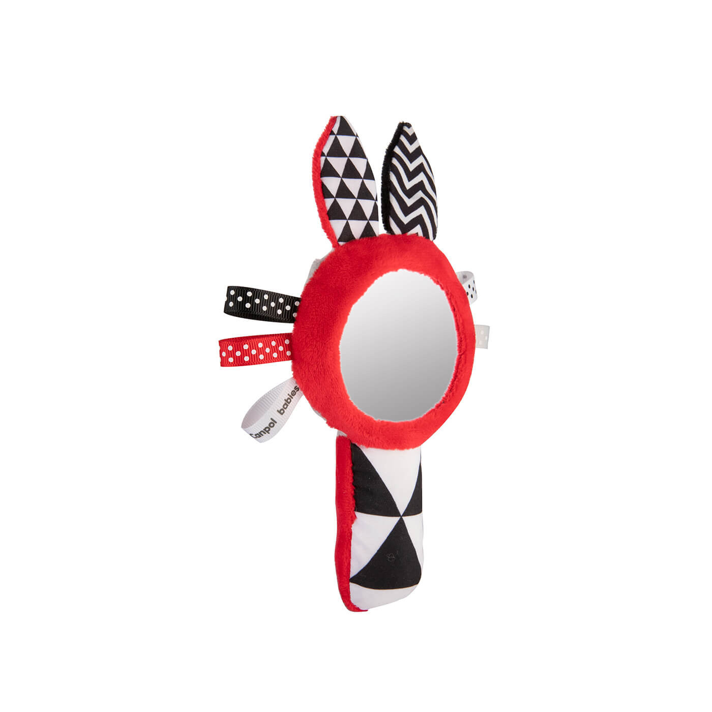 Zabawka kontrastowa dla niemowląt z piszczkiem i lusterkiem 0m+