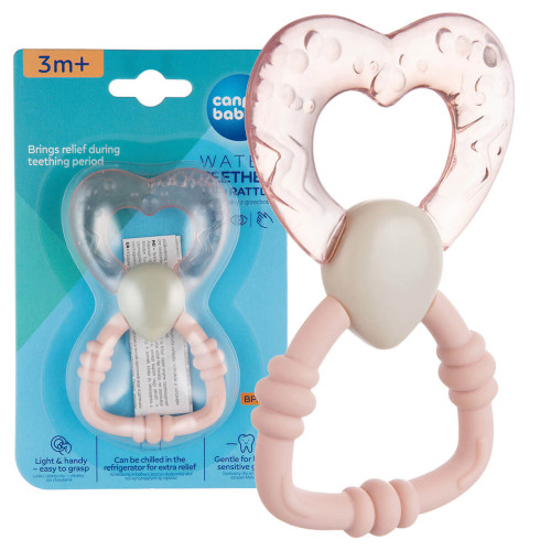 Gryzak wodny na ząbkowanie z grzechotką dla niemowląt 3m+ Canpol babies | Różdżka różowa