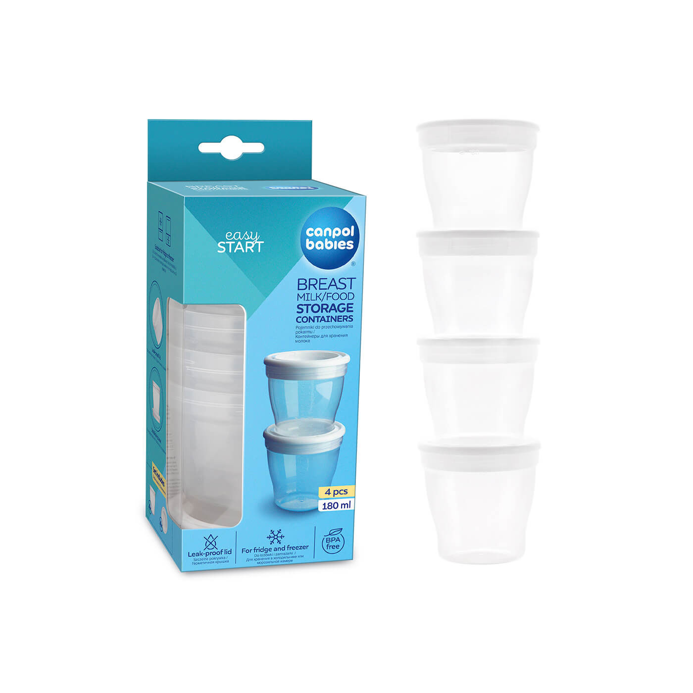 Canpol babies pojemniki do przechowywania pokarmu 4szt 180ml