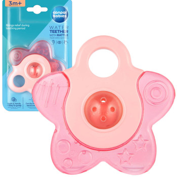 Gryzak wodny na ząbkowanie z grzechotką dla niemowląt 3m+ Canpol babies | Gwiazda różowa