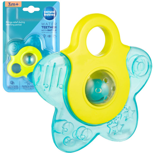 Gryzak wodny na ząbkowanie z grzechotką dla niemowląt 3m+ Canpol babies | Gwiazda turkus