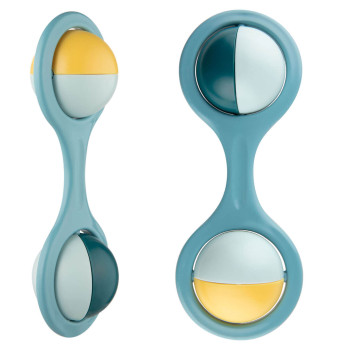 Grzechotka dla niemowląt 0m+ z obrotowymi elementami Canpol babies | Sztanga turkusowa