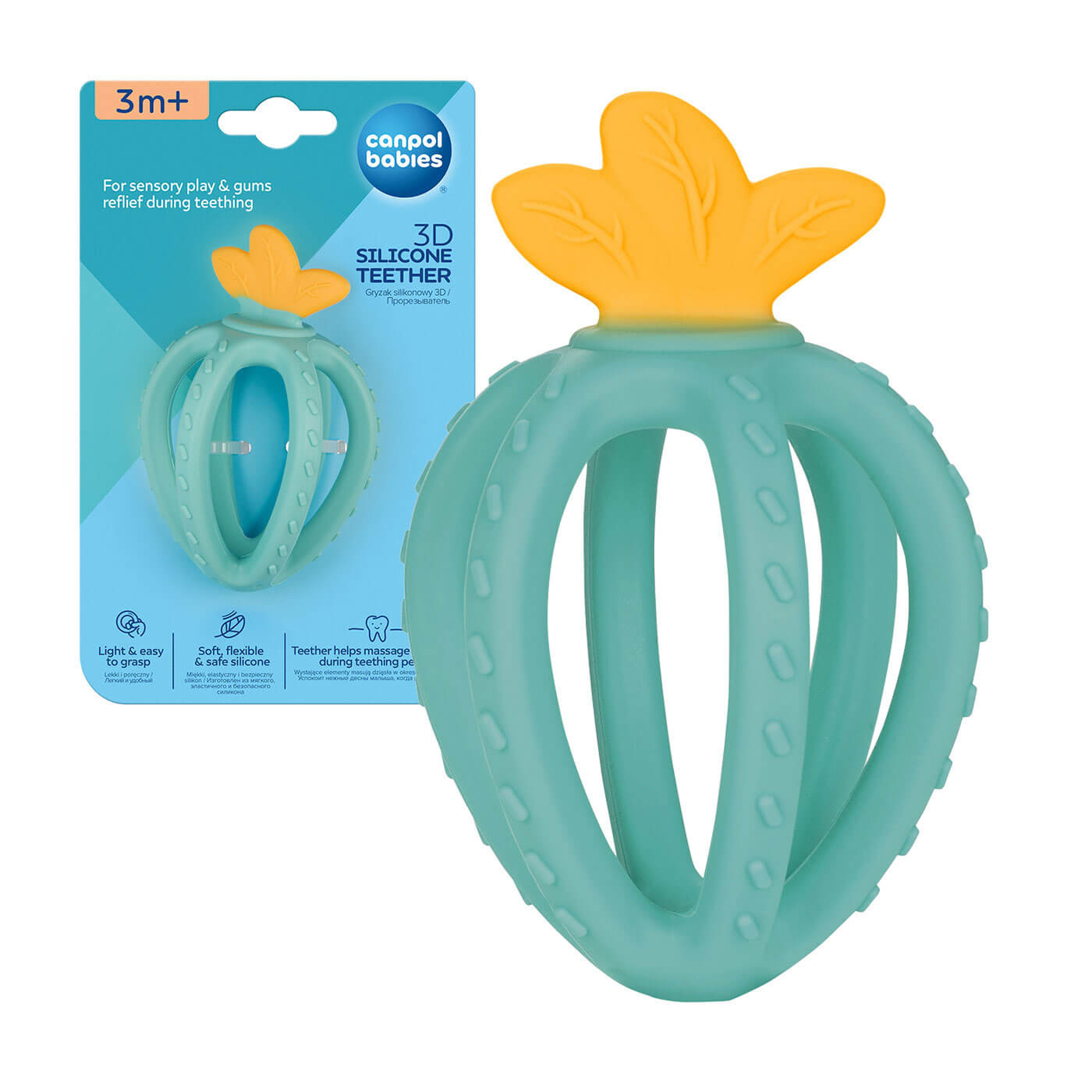 Sensoryczny gryzak silikonowy 3D truskawka dla niemowląt Canpol babies