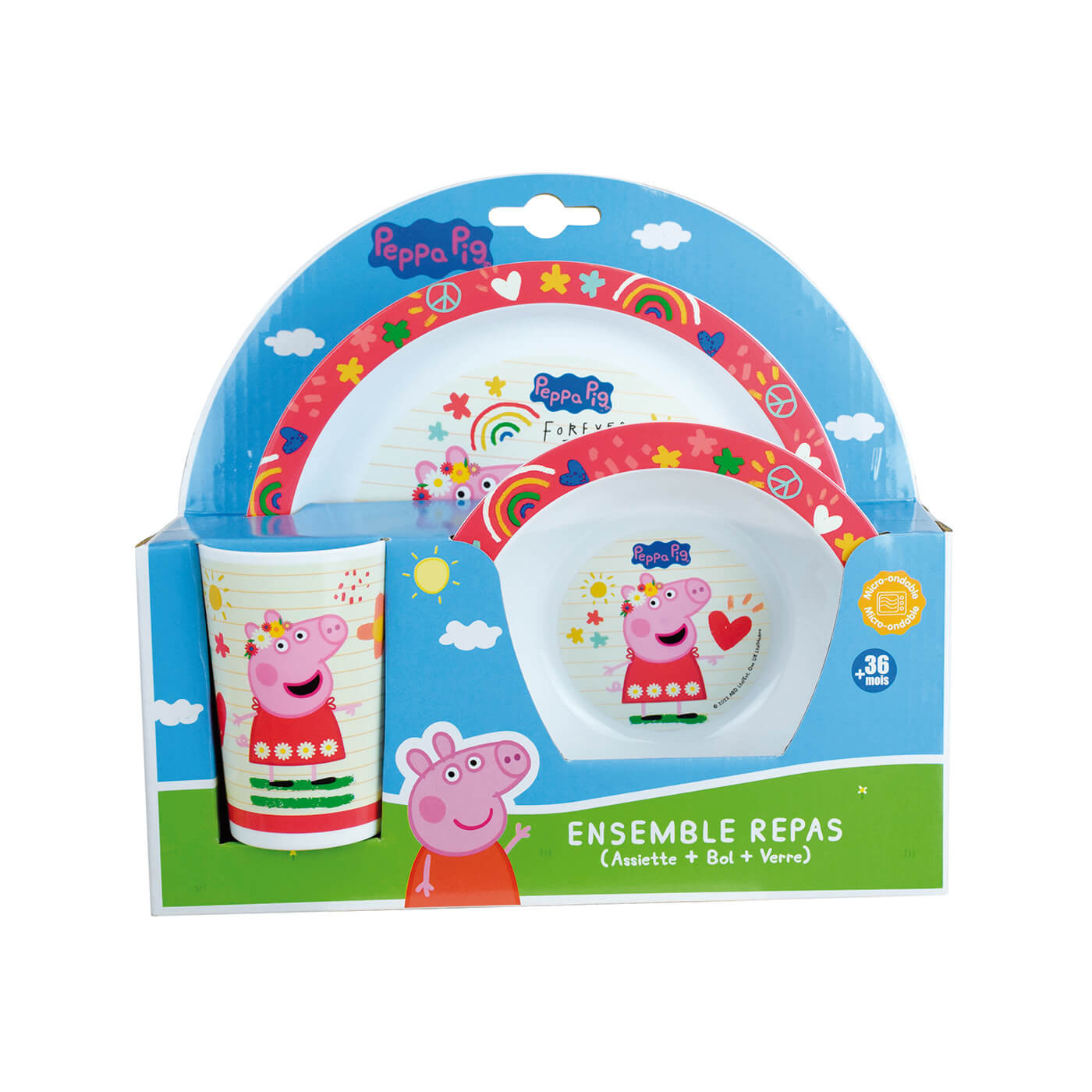 Zestaw obiadowy dla dzieci 3 el. -  Kubek, talerzyk miska Świnka Peppa