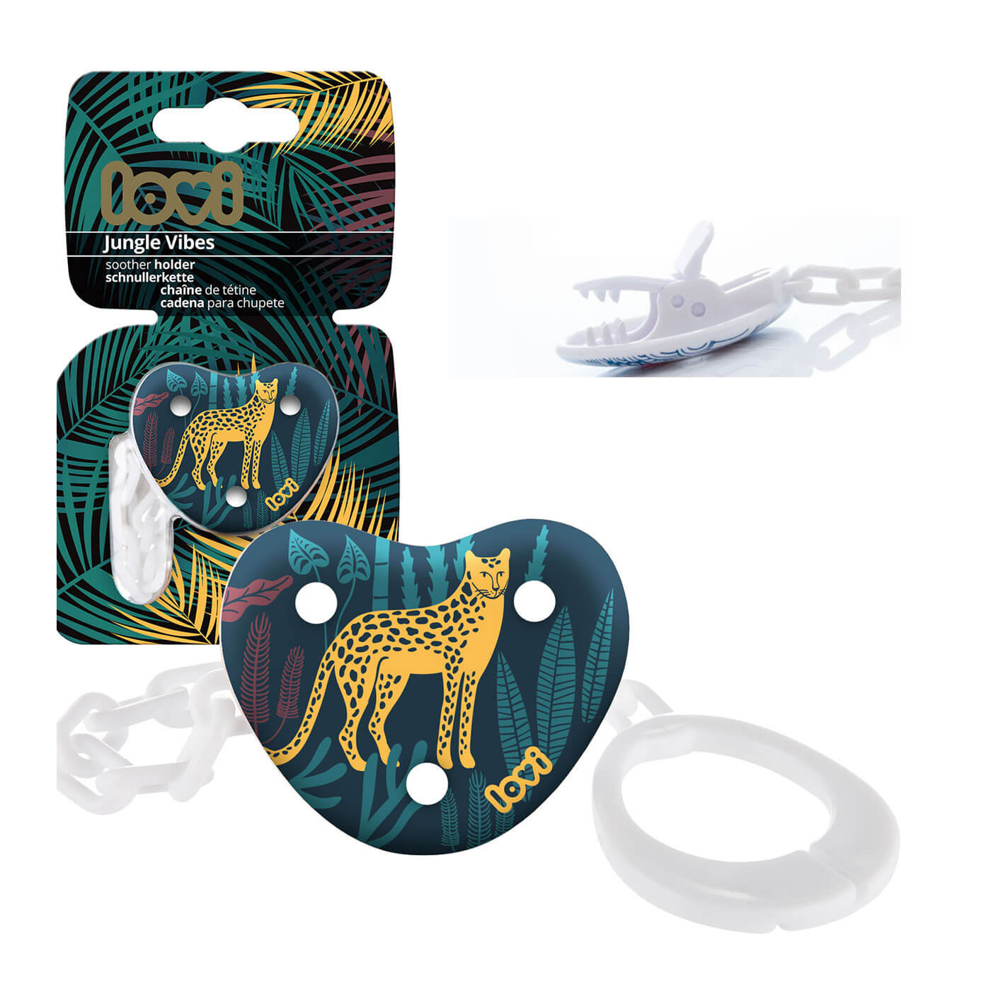 Łańcuszek do smoczka Zawieszka bezpieczny klips LOVI Jungle Vibes