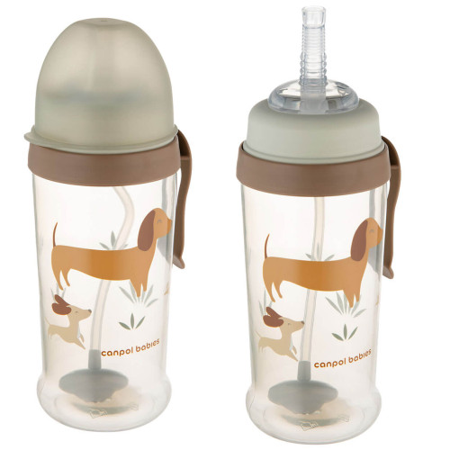 Bidon niekapek z rurką i odważnikiem 350ml Canpol babies | Pieski
