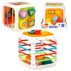 Sznureczkowy sorter kształtów kostka sensoryczna 12m+ edukacyjna zabawka Dumel Discovery