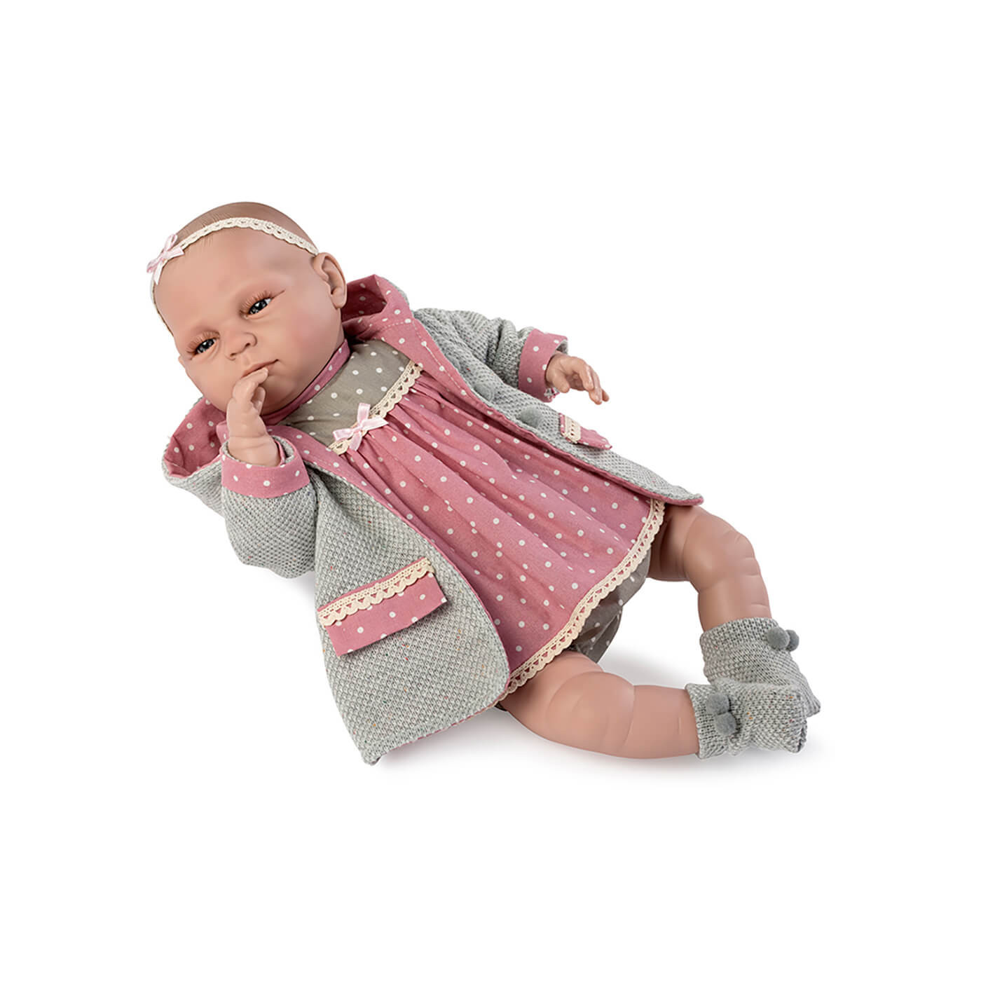 Lalka bobas hiszpańska Valeria płacze mówi "mama, tata" 45 cm
