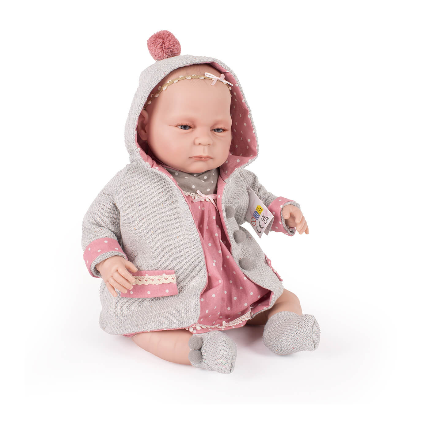 Lalka bobas hiszpańska Valeria płacze mówi "mama, tata" 45 cm