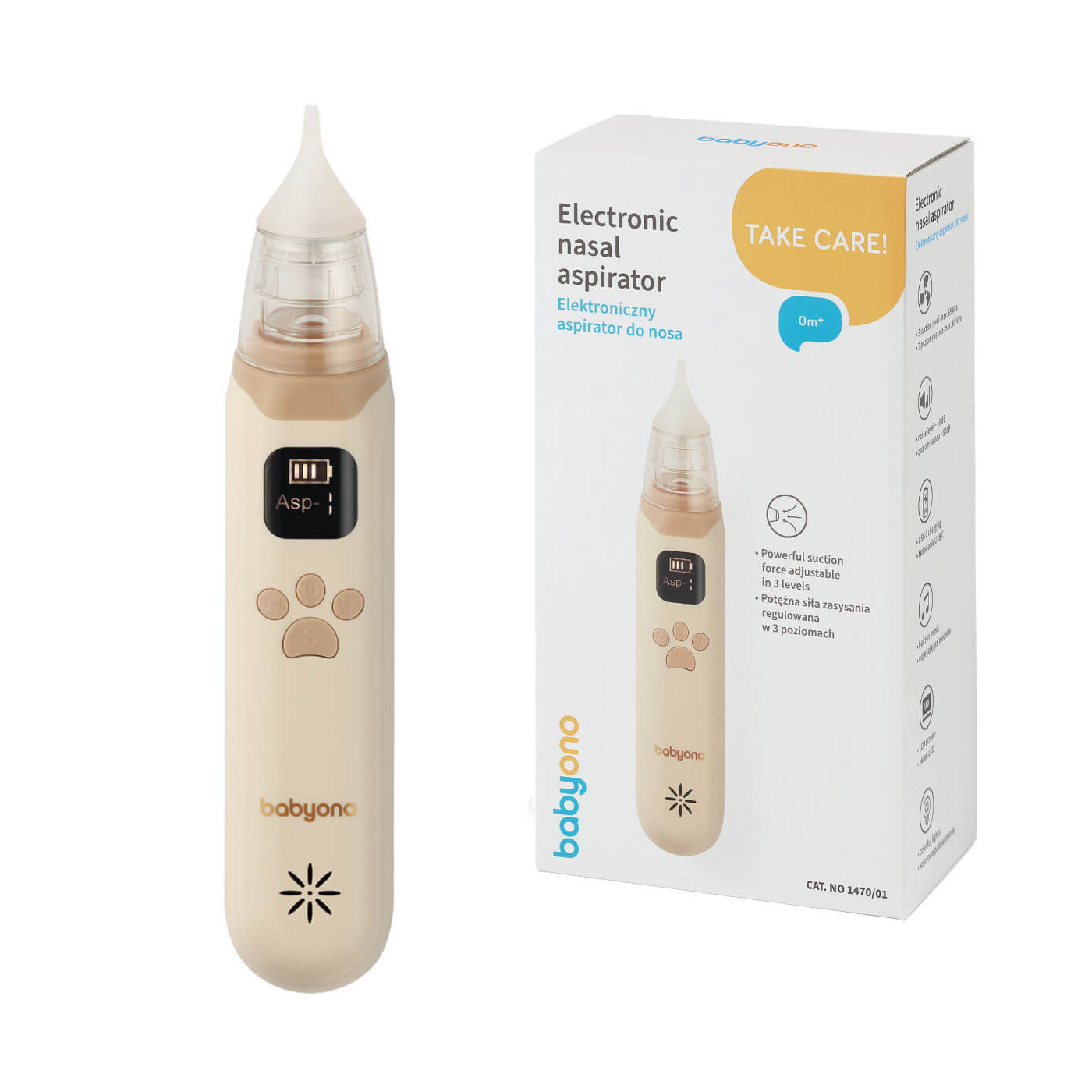 Elektroniczny aspirator do nosa na katar dla dziecka ładowarka USB-C BabyOno