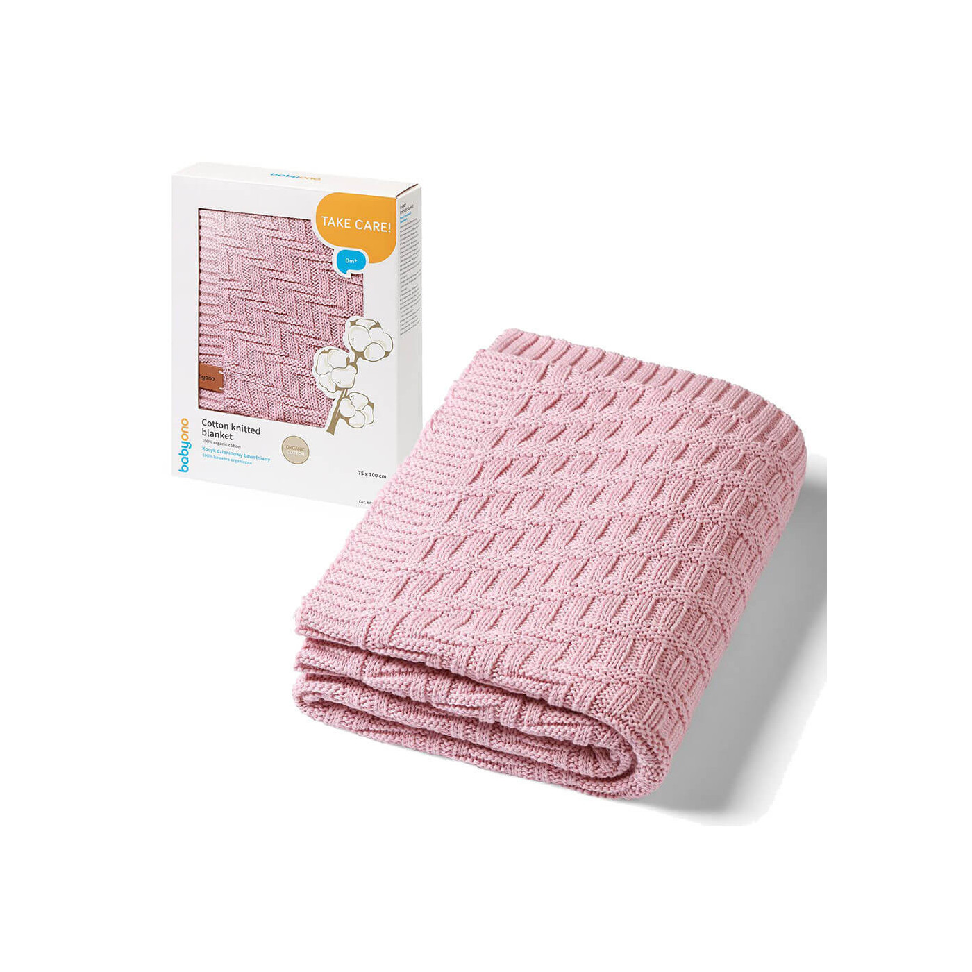 Kocyk dzianinowy bawełna organiczna 100% dla dzieci 100x75 cm otulacz BabyOno