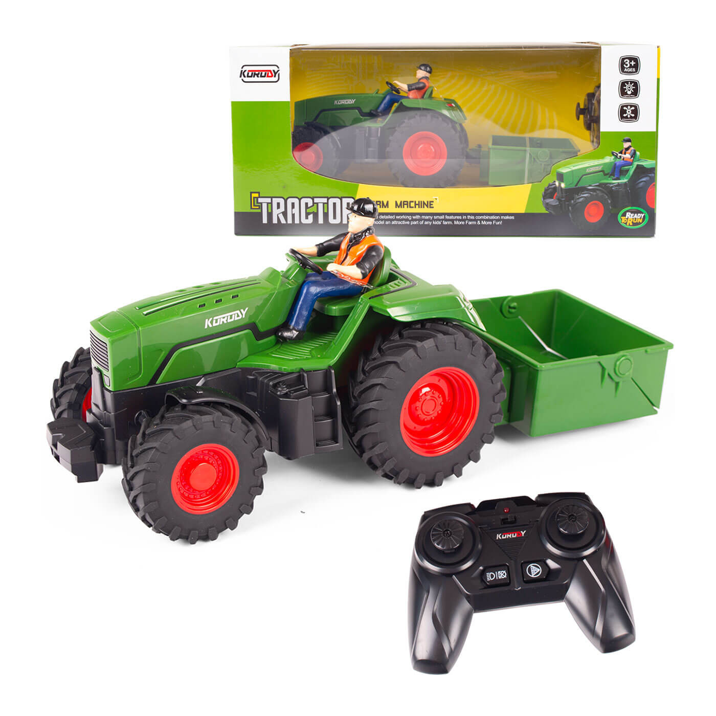 Traktor zdalnie sterowany z przyczepą i pilotem 2.4 GHz ładowarka USB
