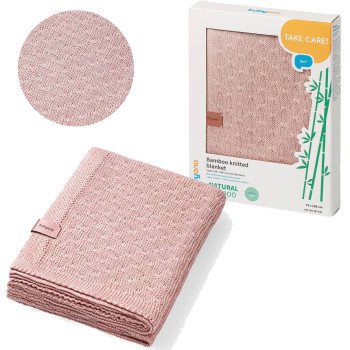 Kocyk bambusowy bawełna 100% dla dzieci 100x75 cm otulacz BabyOno | Różowy