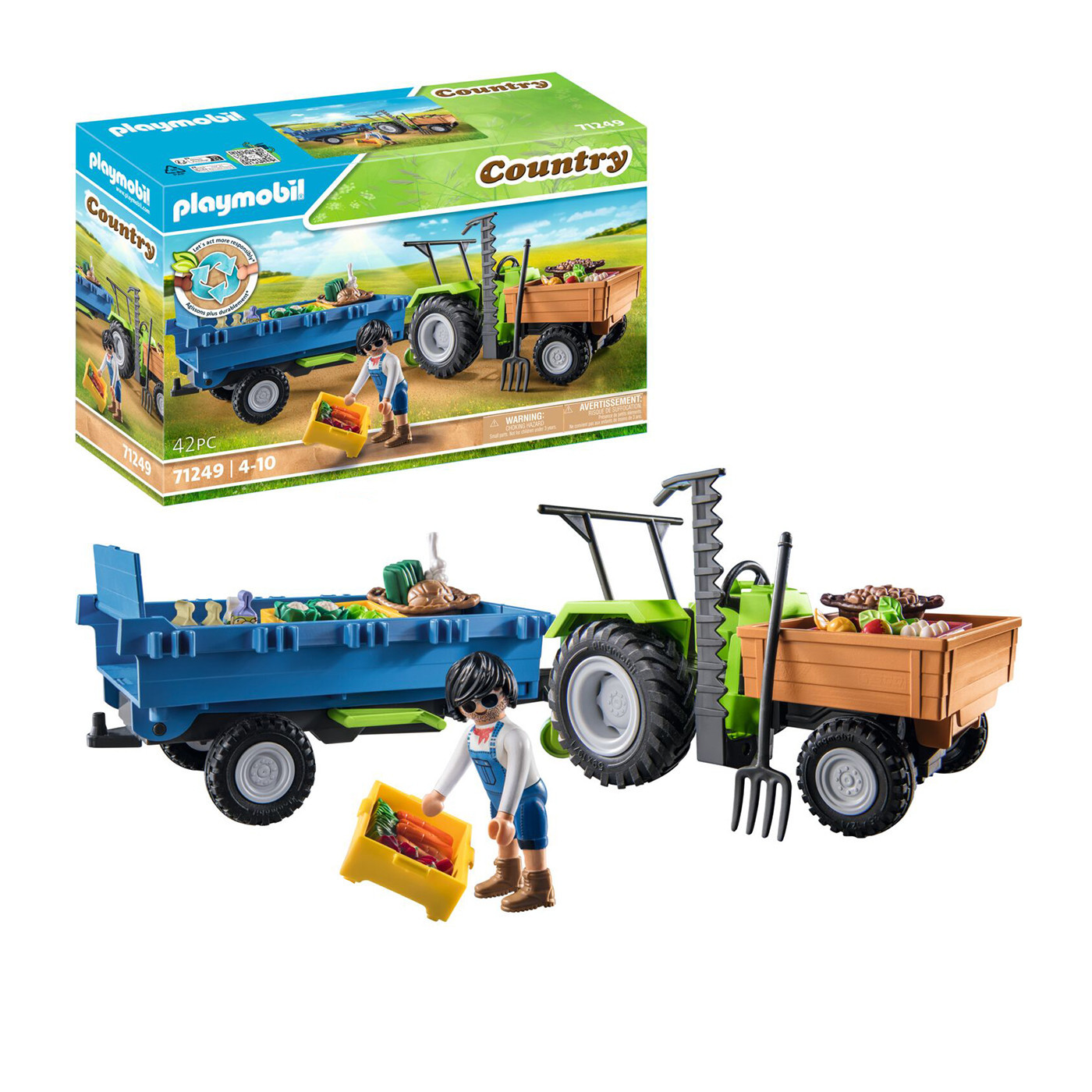 Playmobil Traktor z przyczepą Farma Country 71249 klocki 4+