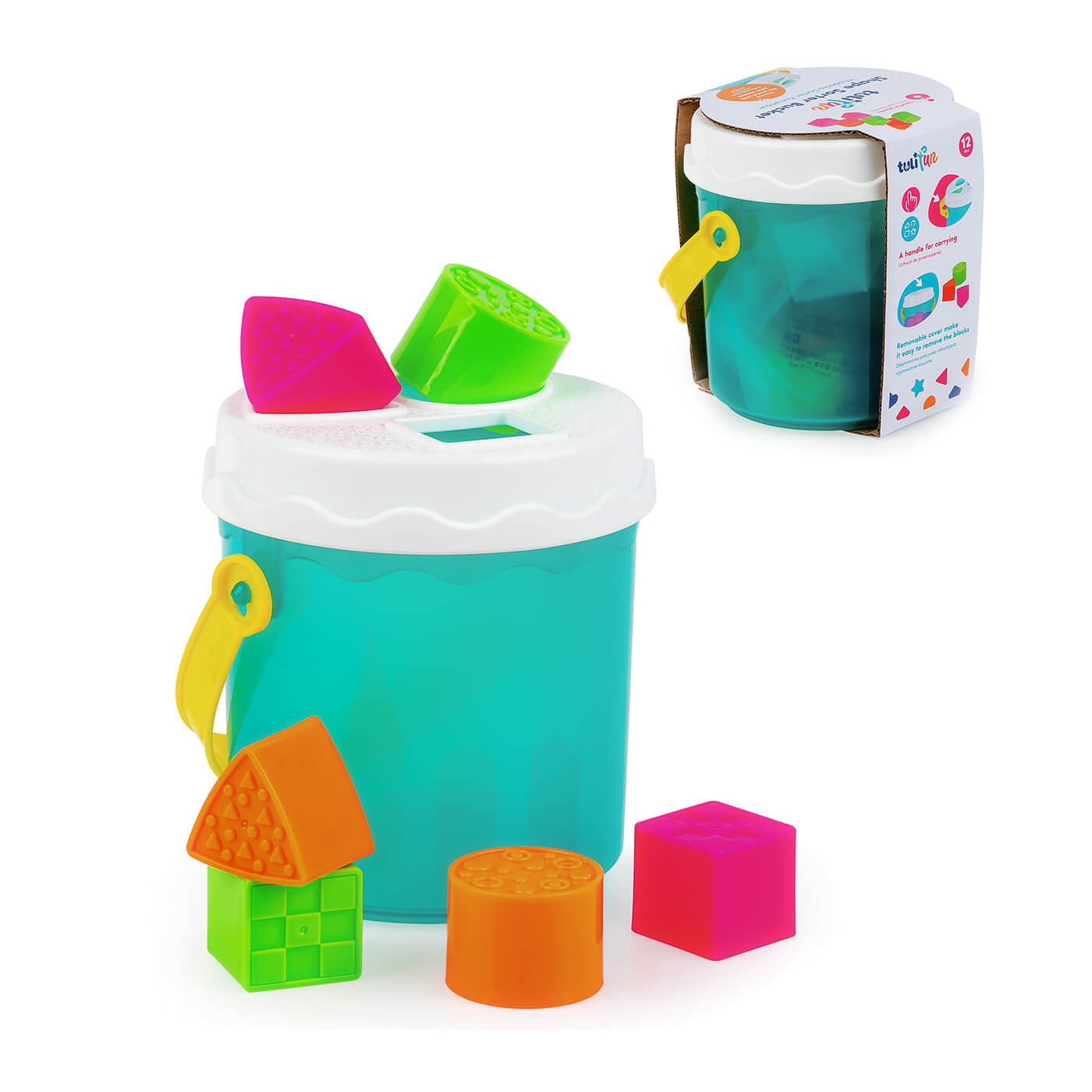 Zabawka Sorter kształtów wiaderko z klockami 12m+ Dumel Tuli Fun