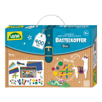 Zestaw kreatywny LENA Handicraft Box Blue walizka plastyczna 400 elementów 5+