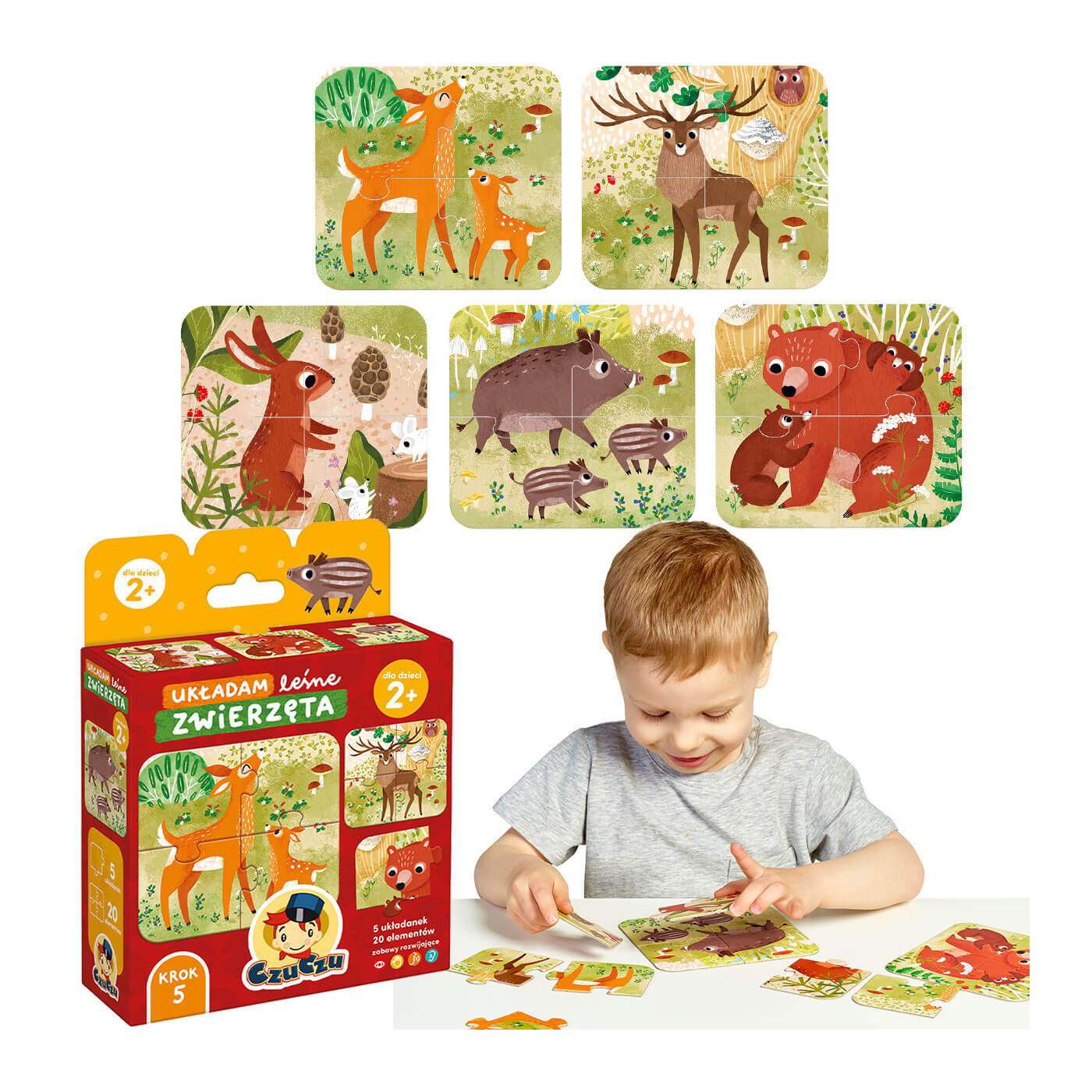 CzuCzu Układam leśne zwierzęta 2+ puzzle edukacyjne 20 elementów