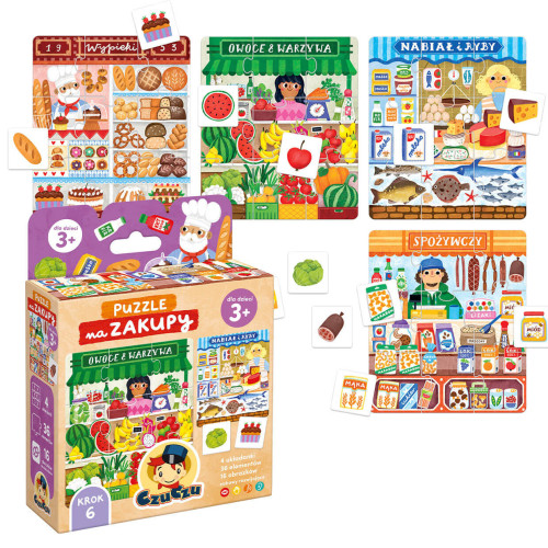 CzuCzu Puzzle Na zakupy 3+ puzzle i gra edukacyjna 52 elementy
