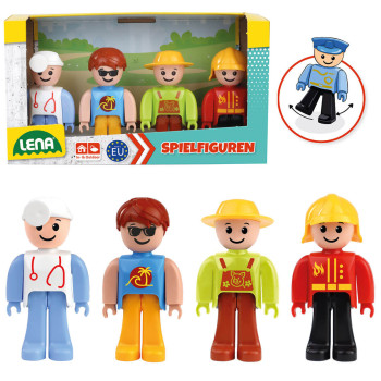 LENA - zestaw figurek / ludzików 4 szt. Lekarz / Strażak / Surfer / Rolnik | TRUXX
