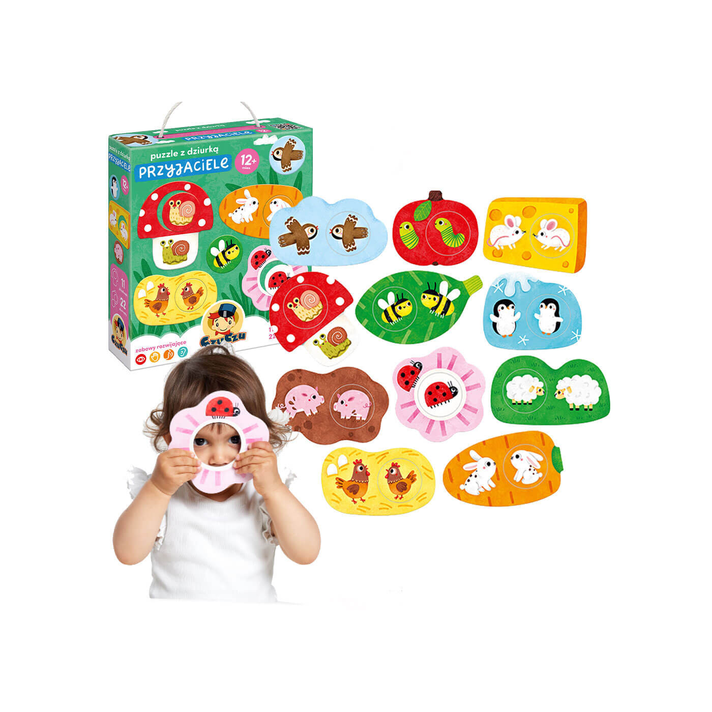 CzuCzu Puzzle z dziurką Przyjaciele 12m+ pierwsze puzzle 22 elementy