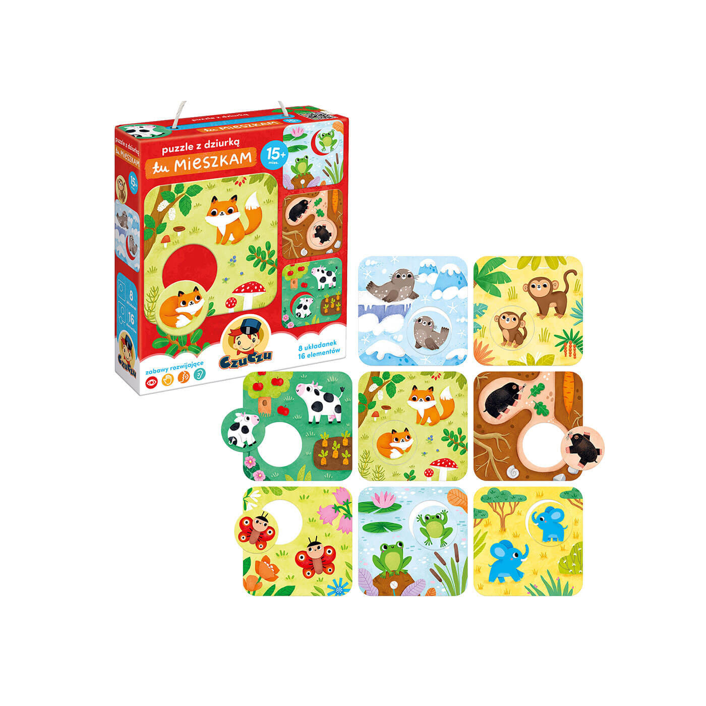 CzuCzu Puzzle z dziurką Tu mieszkam 15m+ pierwsze puzzle 16 elementów