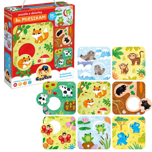 CzuCzu Puzzle z dziurką Tu mieszkam 15m+ pierwsze puzzle 16 elementów