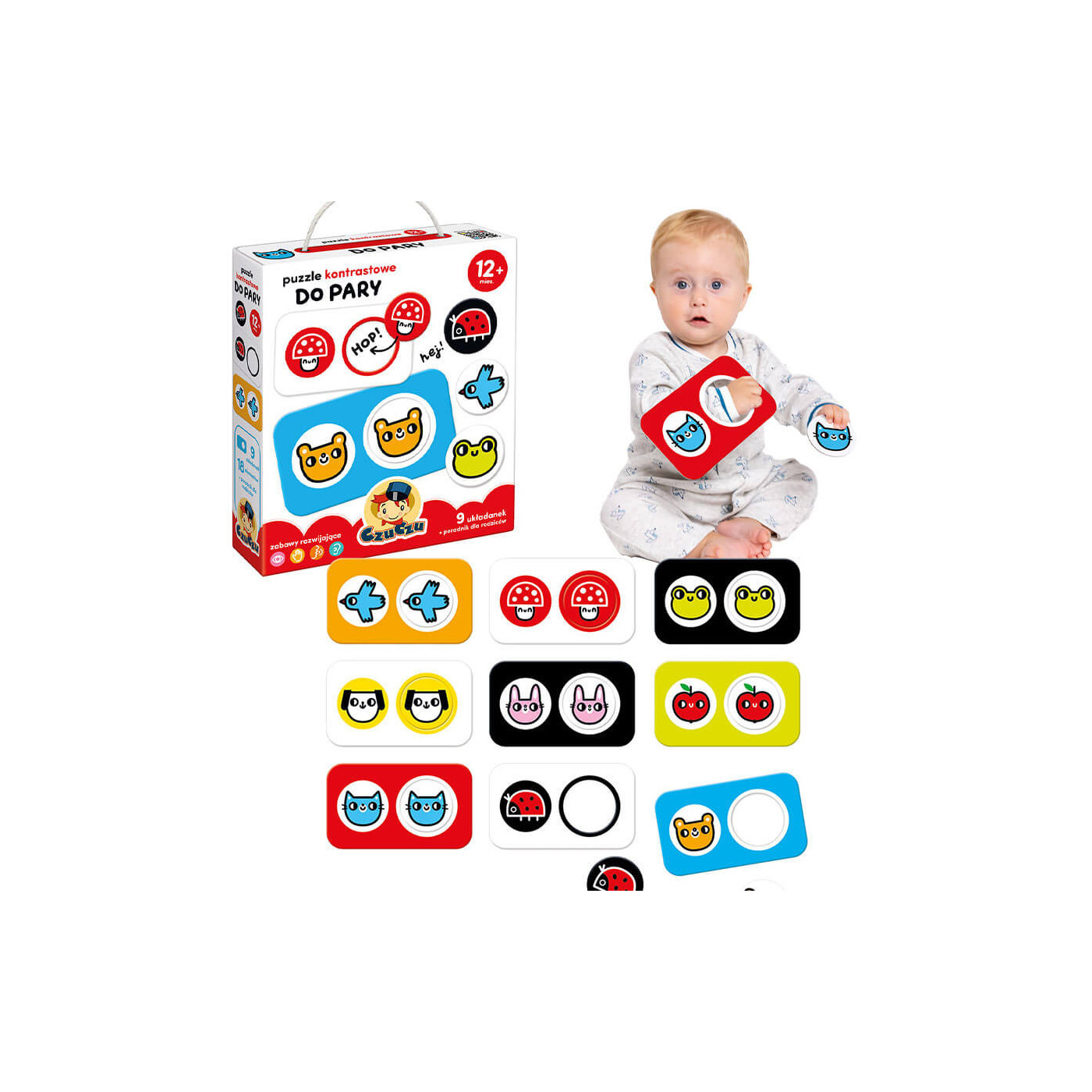 CzuCzu Puzzle kontrastowe Do pary 12m+ pierwsze puzzle 18 elementów